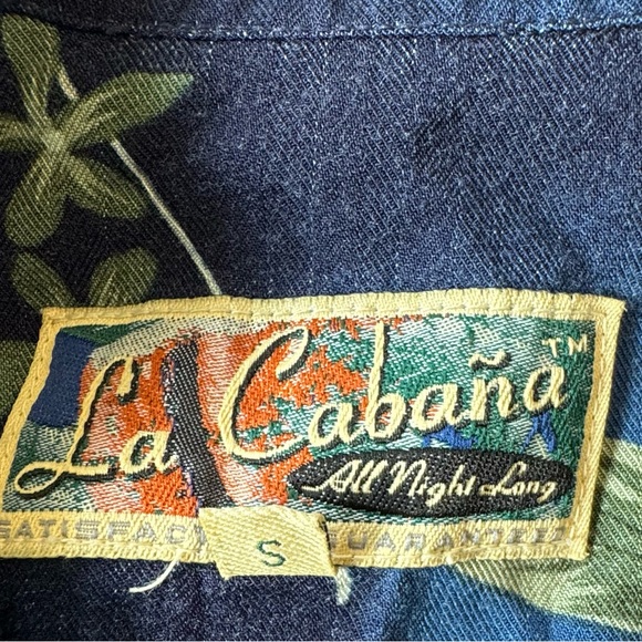 La Cabana Blue Floral Collared Button Down Short Sleeve Blouse Top Shirt Size S - Picture 6 of 7